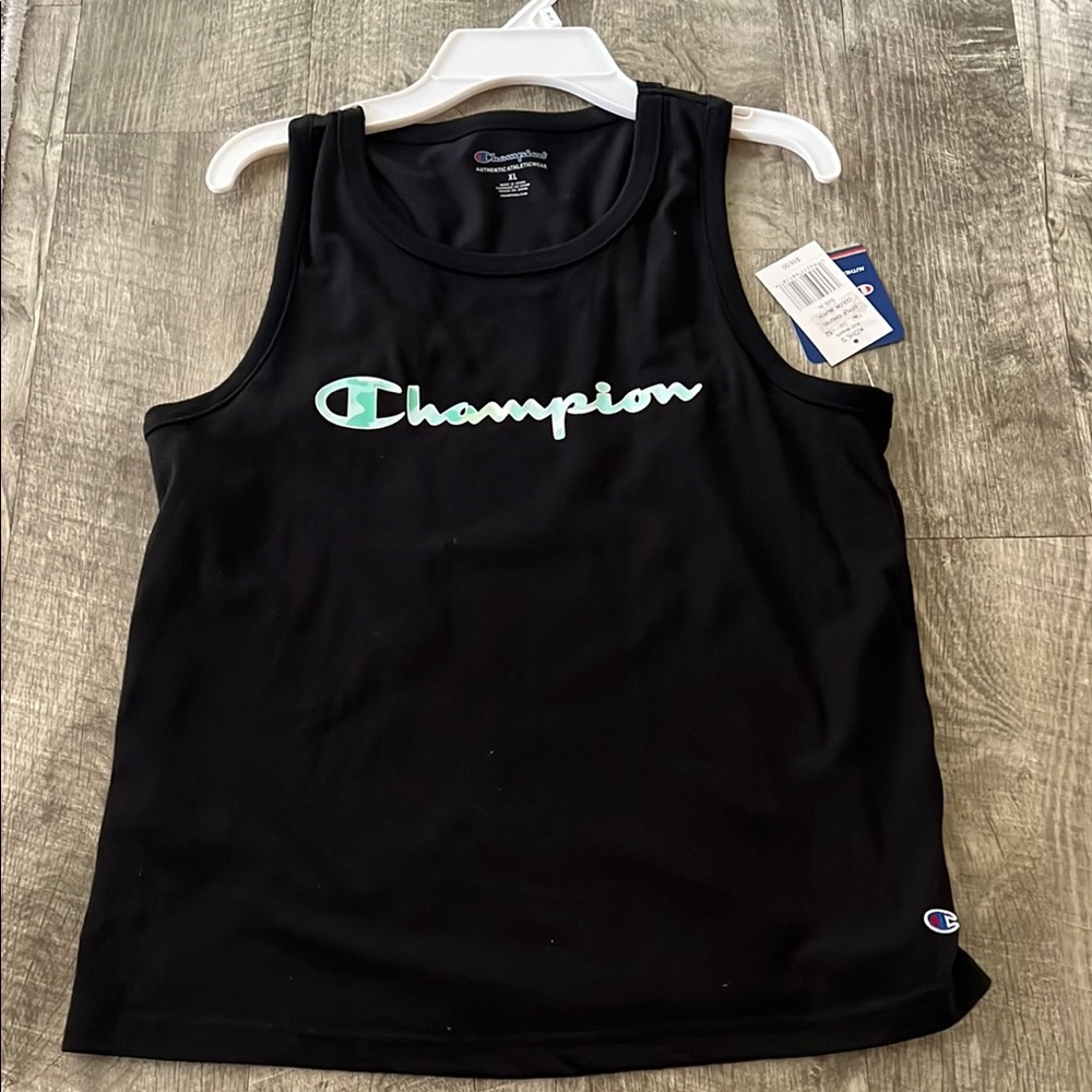 Champion Black Tank Top with Logo